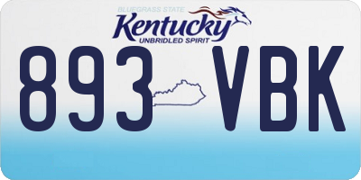 KY license plate 893VBK