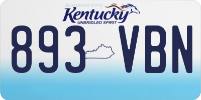 KY license plate 893VBN