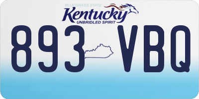 KY license plate 893VBQ