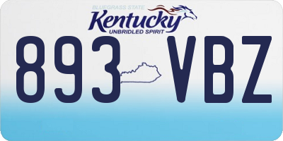 KY license plate 893VBZ