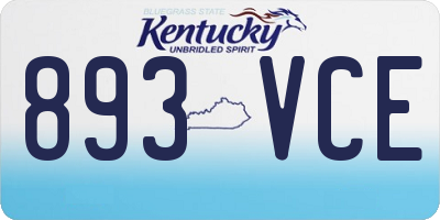 KY license plate 893VCE