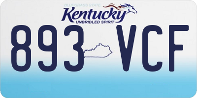 KY license plate 893VCF