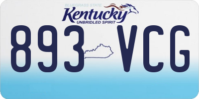 KY license plate 893VCG
