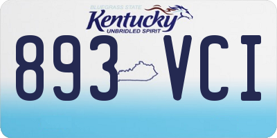 KY license plate 893VCI