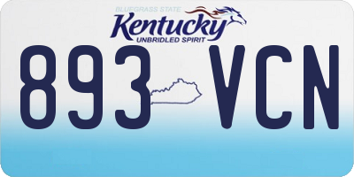 KY license plate 893VCN