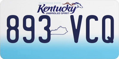 KY license plate 893VCQ