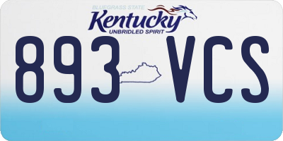 KY license plate 893VCS