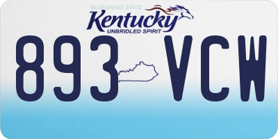 KY license plate 893VCW