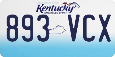 KY license plate 893VCX