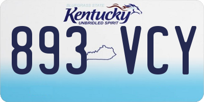 KY license plate 893VCY