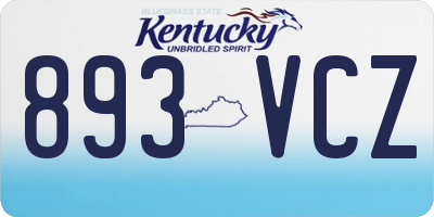 KY license plate 893VCZ