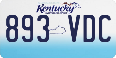 KY license plate 893VDC