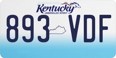 KY license plate 893VDF