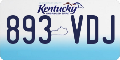 KY license plate 893VDJ