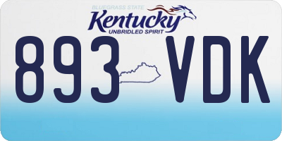 KY license plate 893VDK