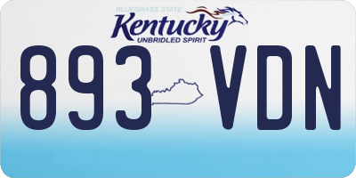 KY license plate 893VDN