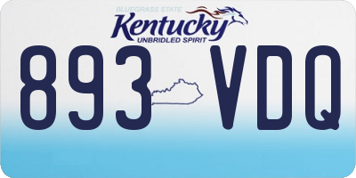 KY license plate 893VDQ