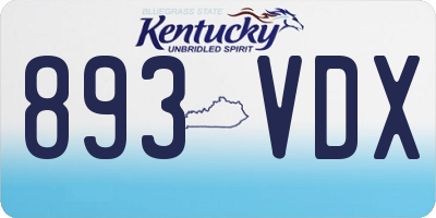 KY license plate 893VDX