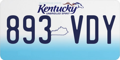 KY license plate 893VDY
