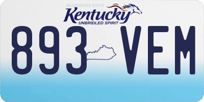 KY license plate 893VEM