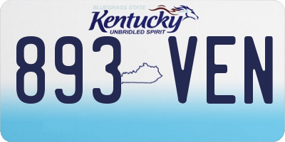 KY license plate 893VEN