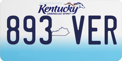 KY license plate 893VER