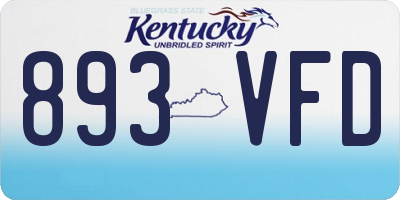 KY license plate 893VFD