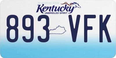 KY license plate 893VFK
