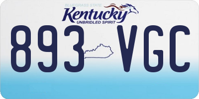 KY license plate 893VGC
