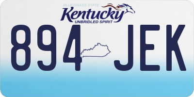 KY license plate 894JEK