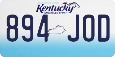 KY license plate 894JOD