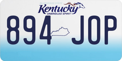 KY license plate 894JOP