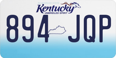 KY license plate 894JQP