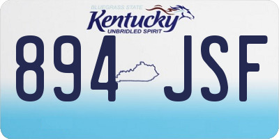 KY license plate 894JSF