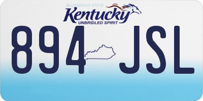 KY license plate 894JSL