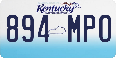 KY license plate 894MPO