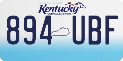 KY license plate 894UBF