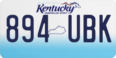 KY license plate 894UBK