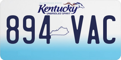 KY license plate 894VAC