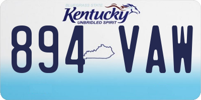 KY license plate 894VAW