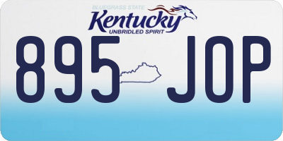 KY license plate 895JOP