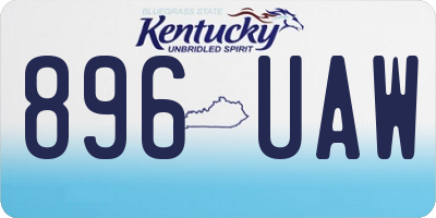 KY license plate 896UAW