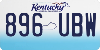 KY license plate 896UBW