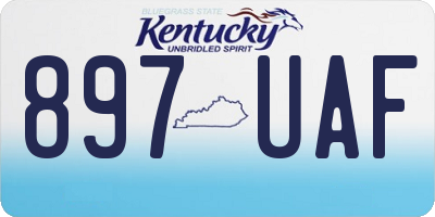 KY license plate 897UAF