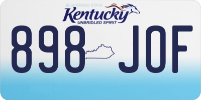 KY license plate 898JOF
