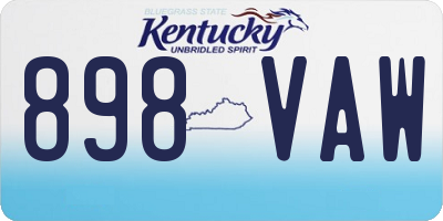 KY license plate 898VAW