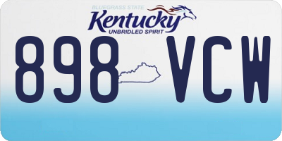 KY license plate 898VCW