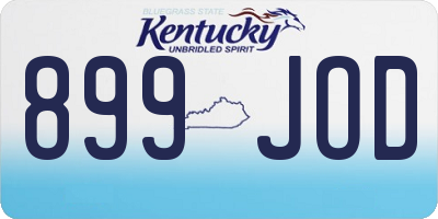 KY license plate 899JOD