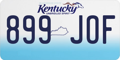 KY license plate 899JOF