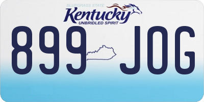 KY license plate 899JOG